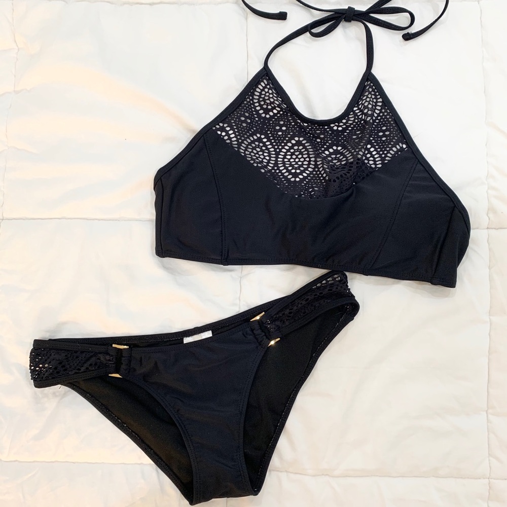 Rampage Black Two Piece Bathing Suit